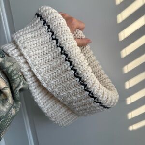 Wild Fable Cream and Black Knit Scarf